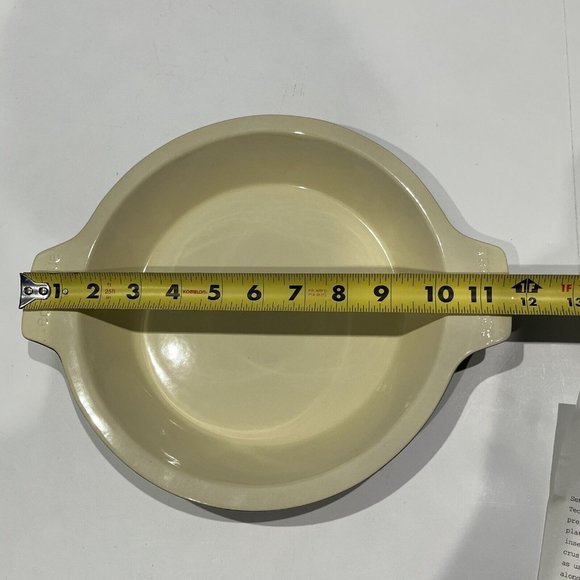 QVC Technique Ceramic Brown And Cream 10” Pie Plate With Lifter And Instructions - Picture 10 of 11